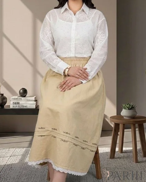 Pocketted linen skirt (Code P169) دامن کتان جیب دار کد P169 - Image 1