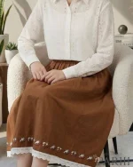 دامن کتان جیب دار کد P171 - Image 2